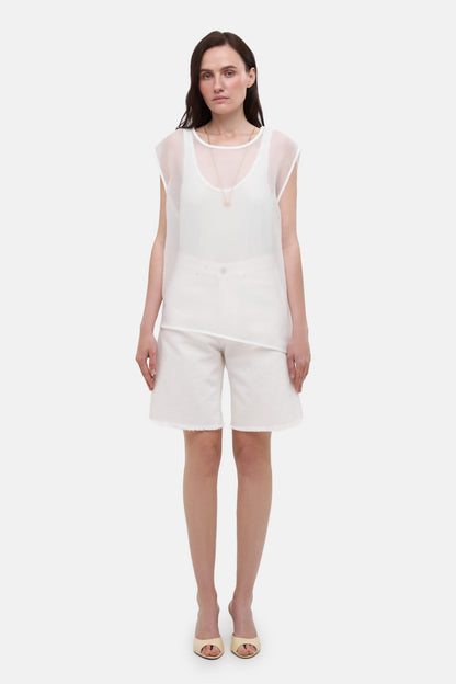 MATCH DENIM White Bermuda Shorts
