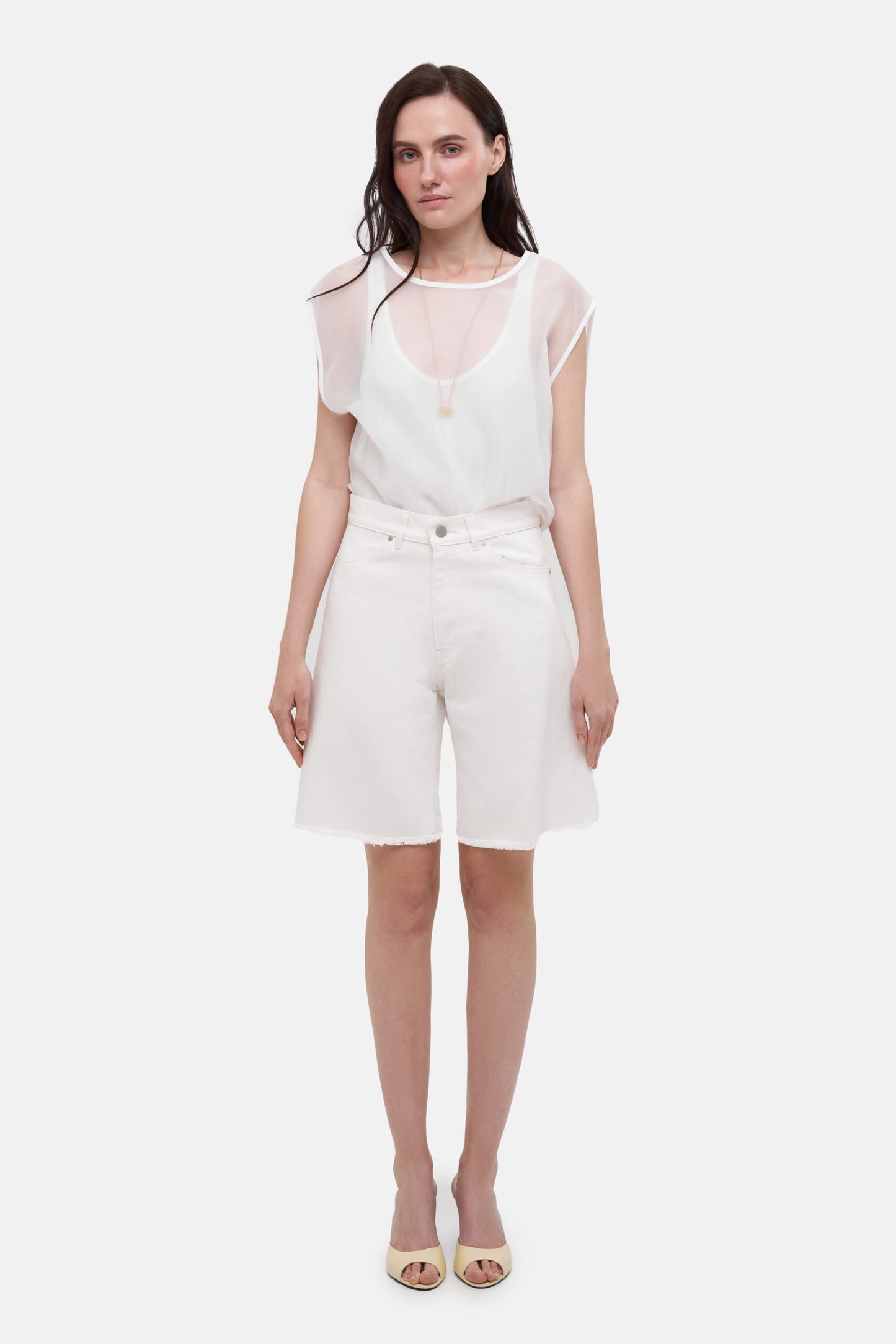 MATCH DENIM White Bermuda Shorts