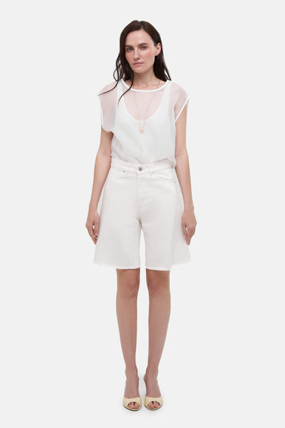 MATCH DENIM White Bermuda Shorts