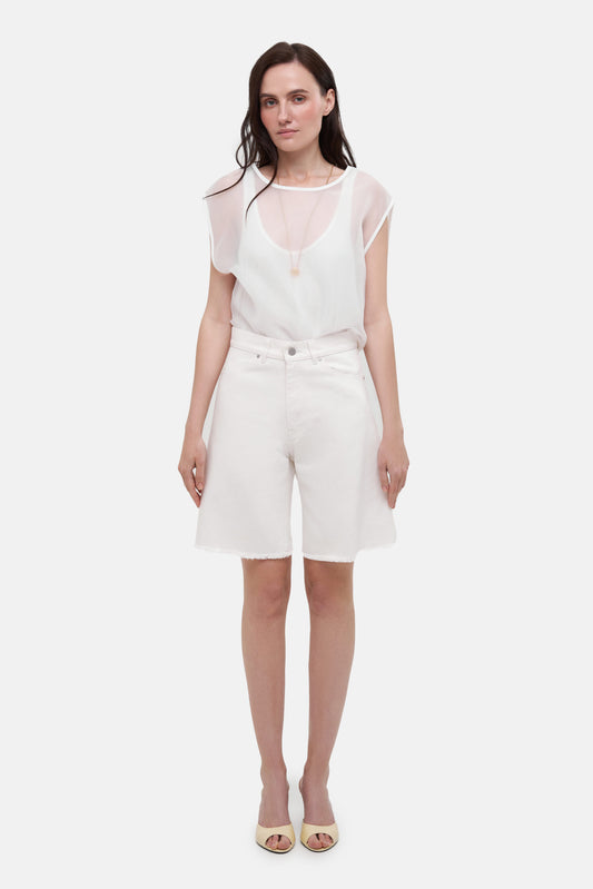 MATCH DENIM White Bermuda Shorts