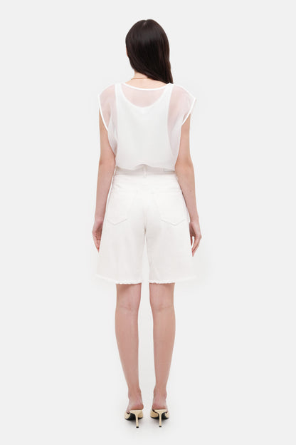 MATCH DENIM White Bermuda Shorts
