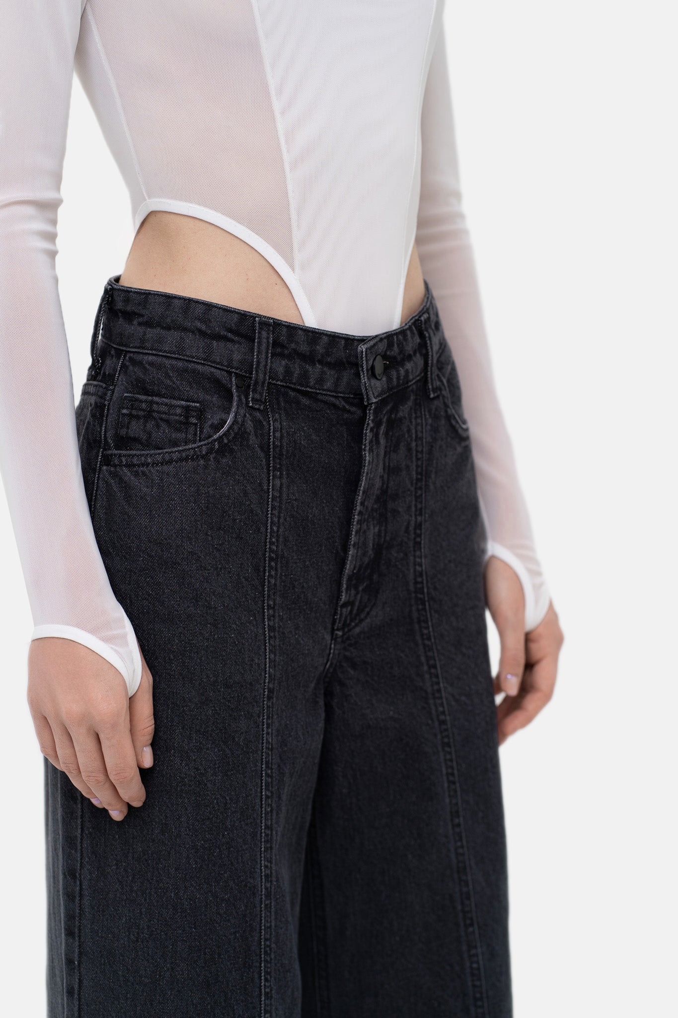 MATCH DENIM Wide Grey Jeans