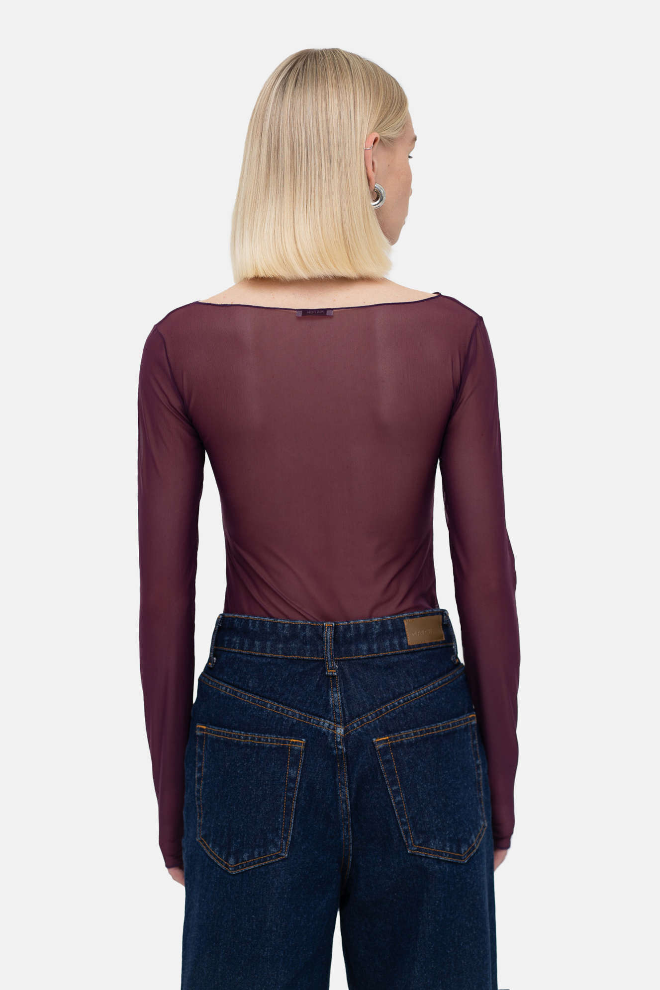 MATCH DENIM Grape Blouse with Crochet Flowers