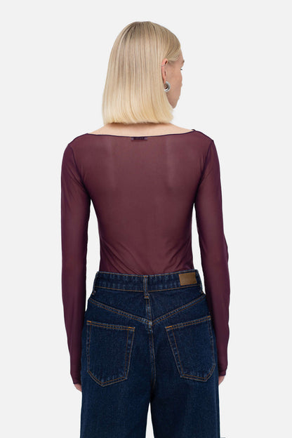 MATCH DENIM Grape Blouse with Crochet Flowers