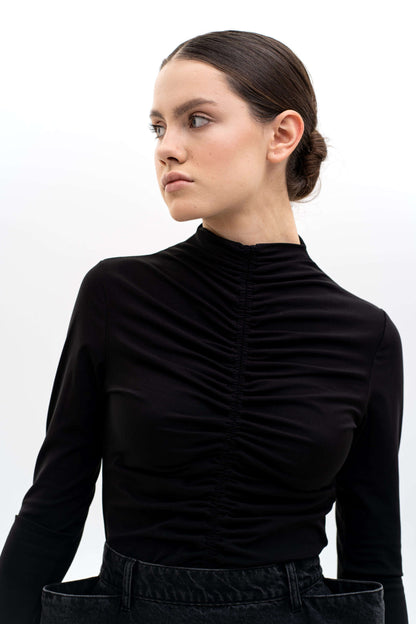 MATCH DENIM Black Drape Longsleeve Top