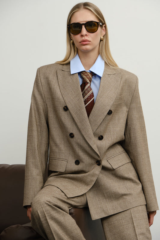 Alexandra Shklyar Жакет вовняний двобортний бежевий