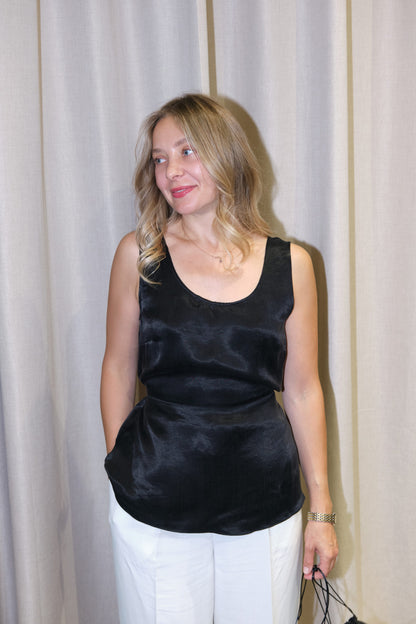 Alexandra Shklyar Топ сатиновий чорний