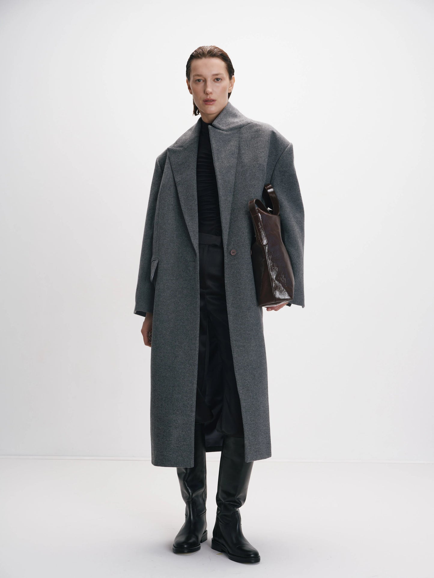 CICI COCO ПАЛЬТО ВОВНЯНЕ ПРЯМОГО КРОЮ СІРЕ COUTURE