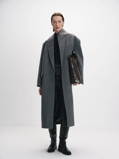 CICI COCO ПАЛЬТО ВОВНЯНЕ ПРЯМОГО КРОЮ СІРЕ COUTURE