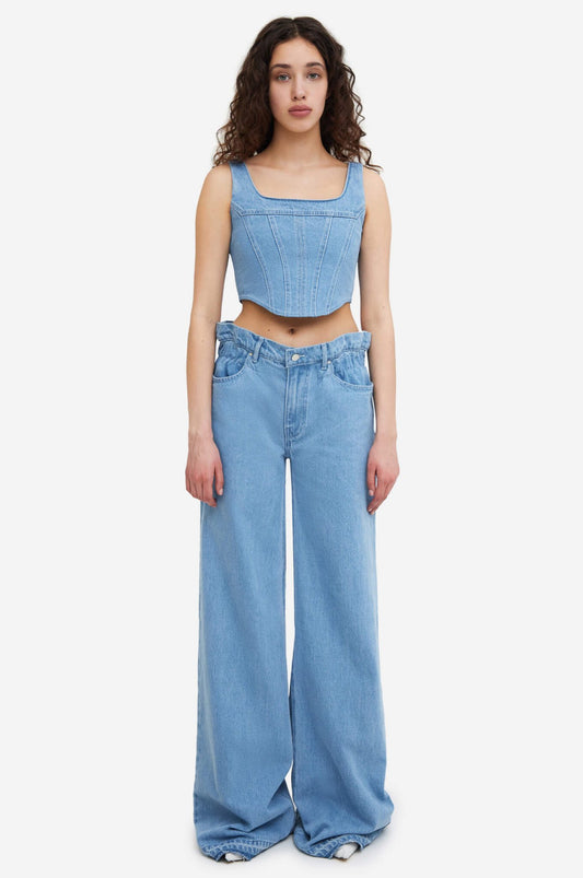 MATCH DENIM Elastic Waist Jeans in Light Blue