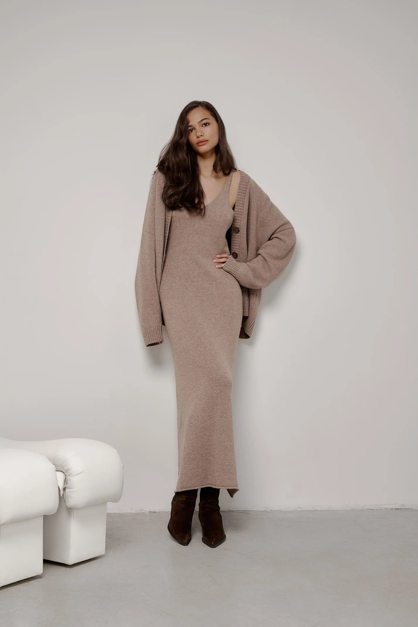 SAGE Сукня максі без рукавів з вовни ягня