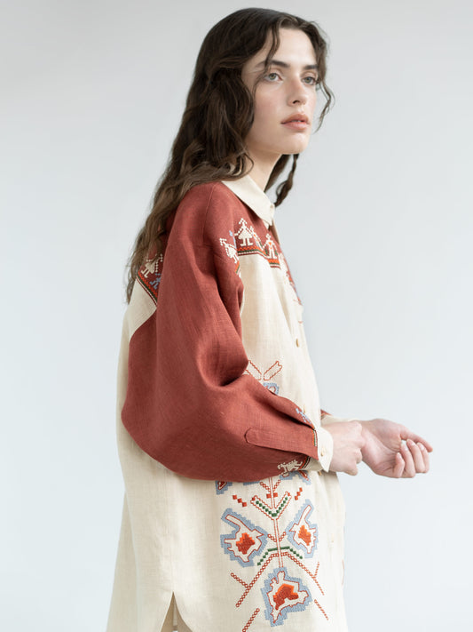 ETNODIM Льняна сорочка з вишитими містами-героями Smilyvist 2