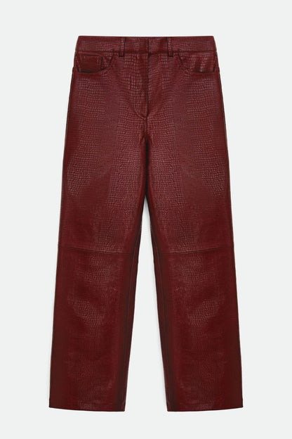 COOSH ШТАНИ З ФАКТУРНОЇ ЕКОШКІРИ, бордові