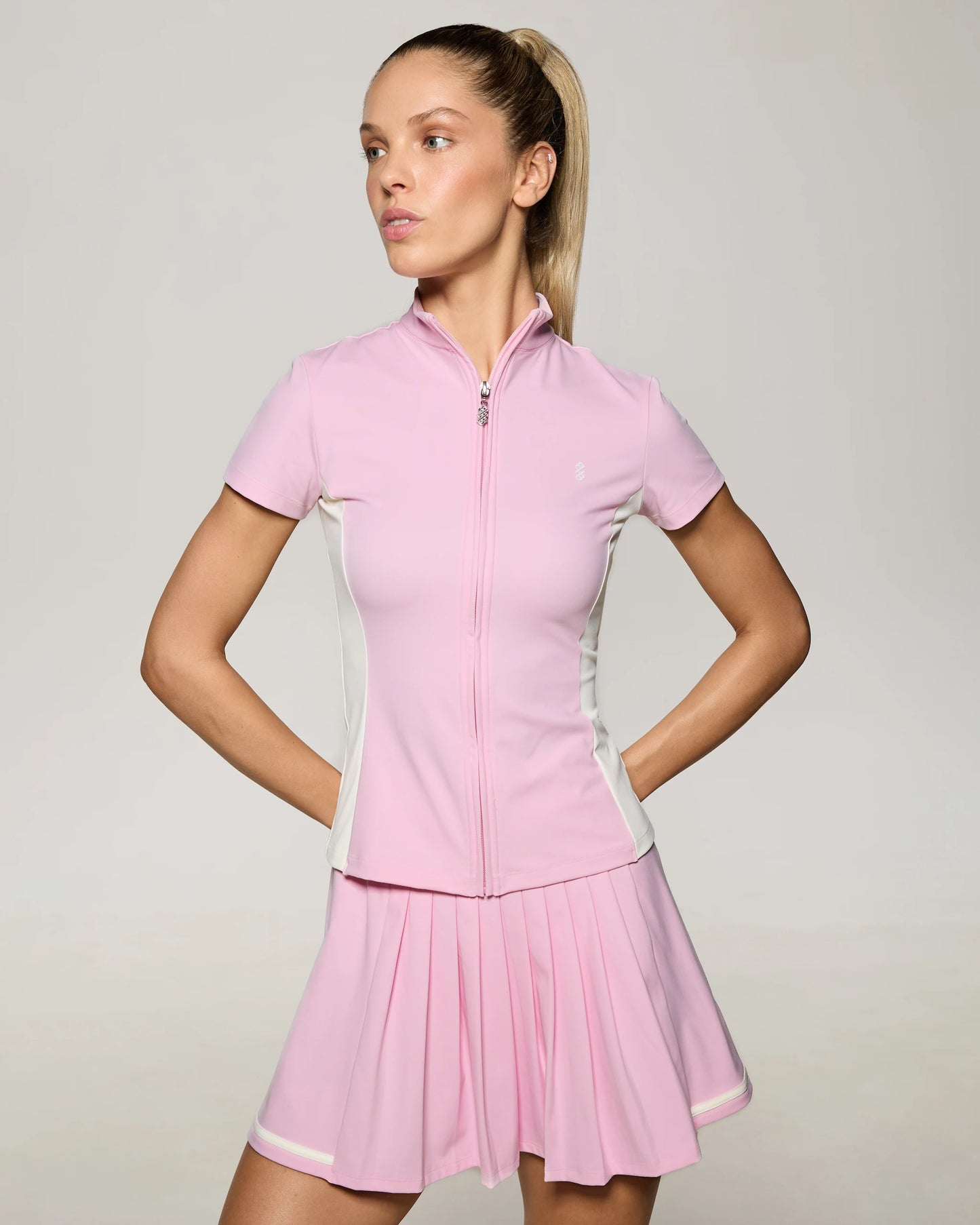 HEY BECCA Спідниця міні плісирована baby pink with butter milk inserts