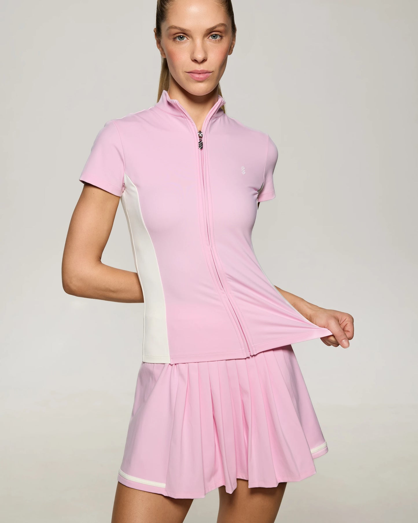 HEY BECCA Спідниця міні плісирована baby pink with butter milk inserts
