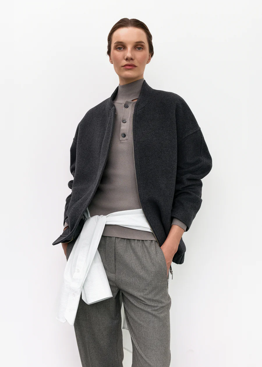 GREY CASHMERE BOMBER, Бомбер кашеміровий сірого кольору