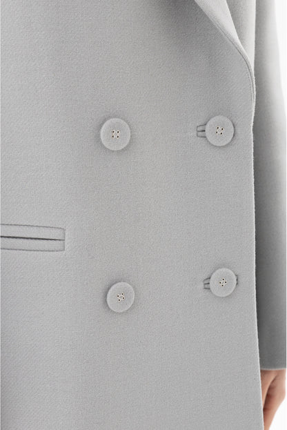 Вовняне пальто з об'ємними плечима,  сірий