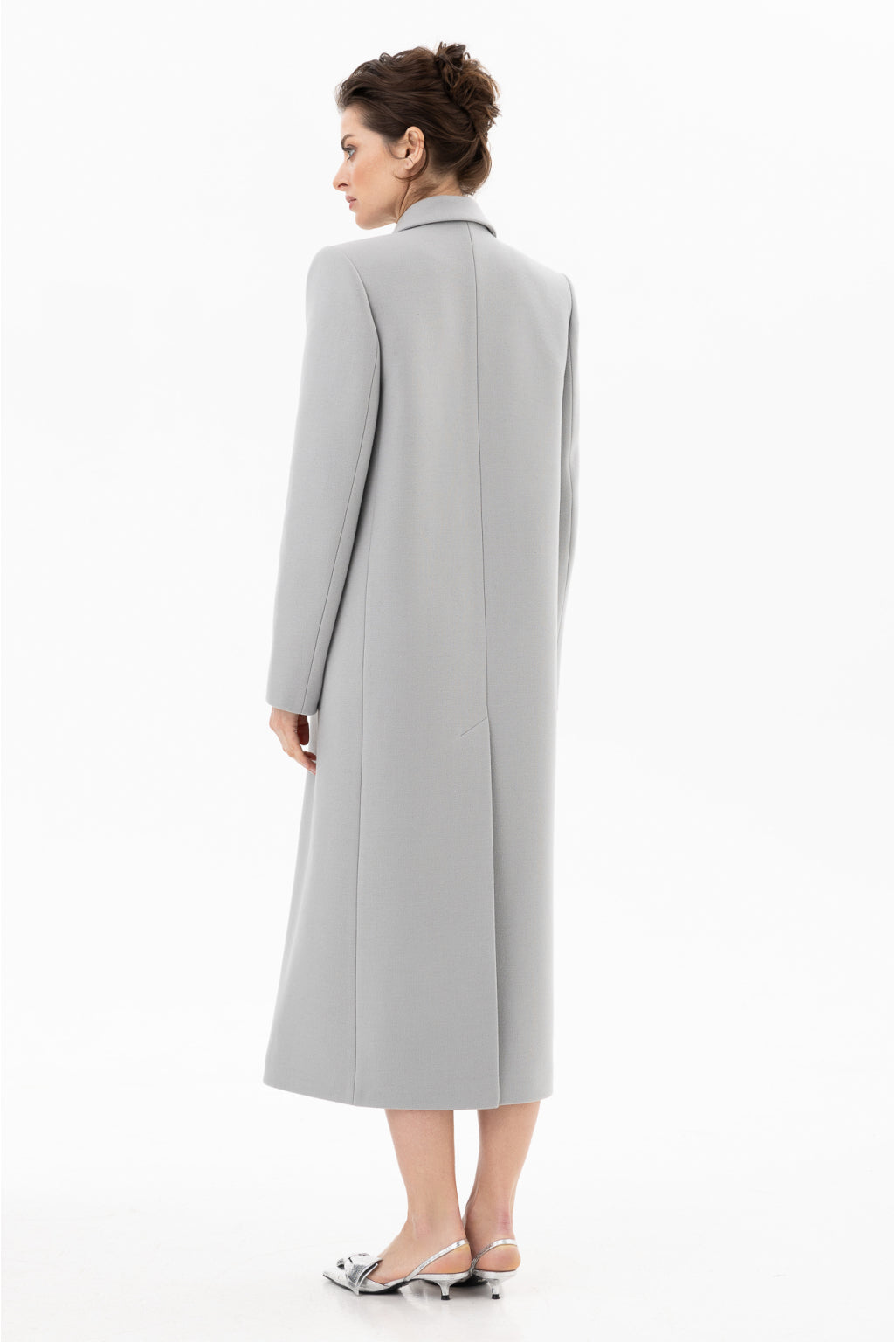 Вовняне пальто з об'ємними плечима,  сірий