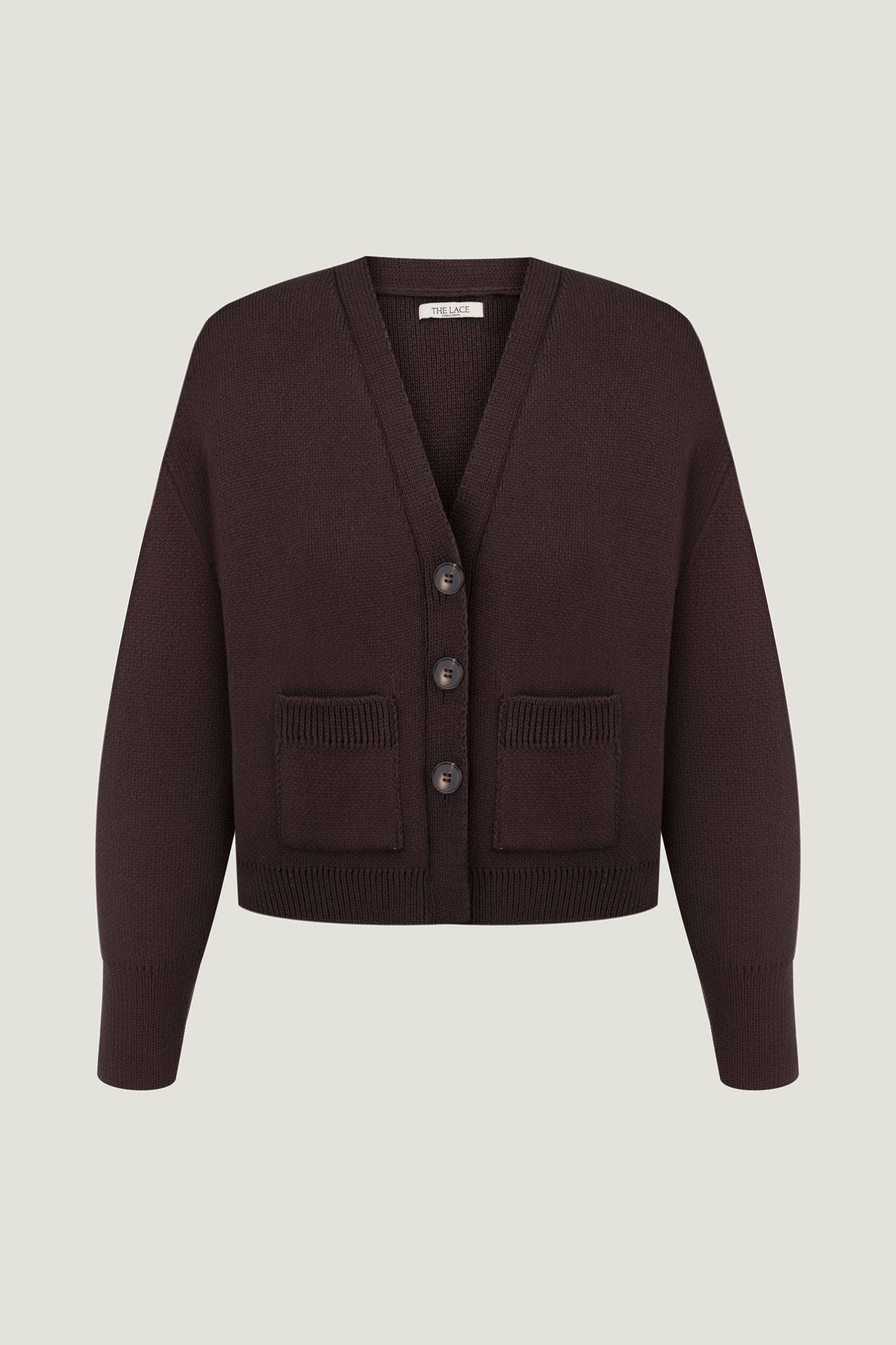 THE LACE Жiночий кардиган трикотажний з кишенями шоколадний