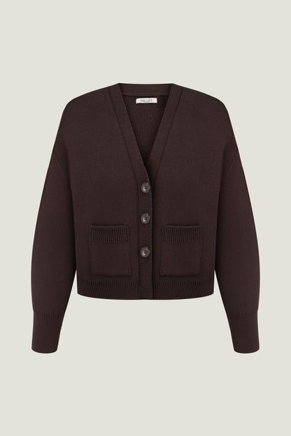 THE LACE Жiночий кардиган трикотажний з кишенями шоколадний