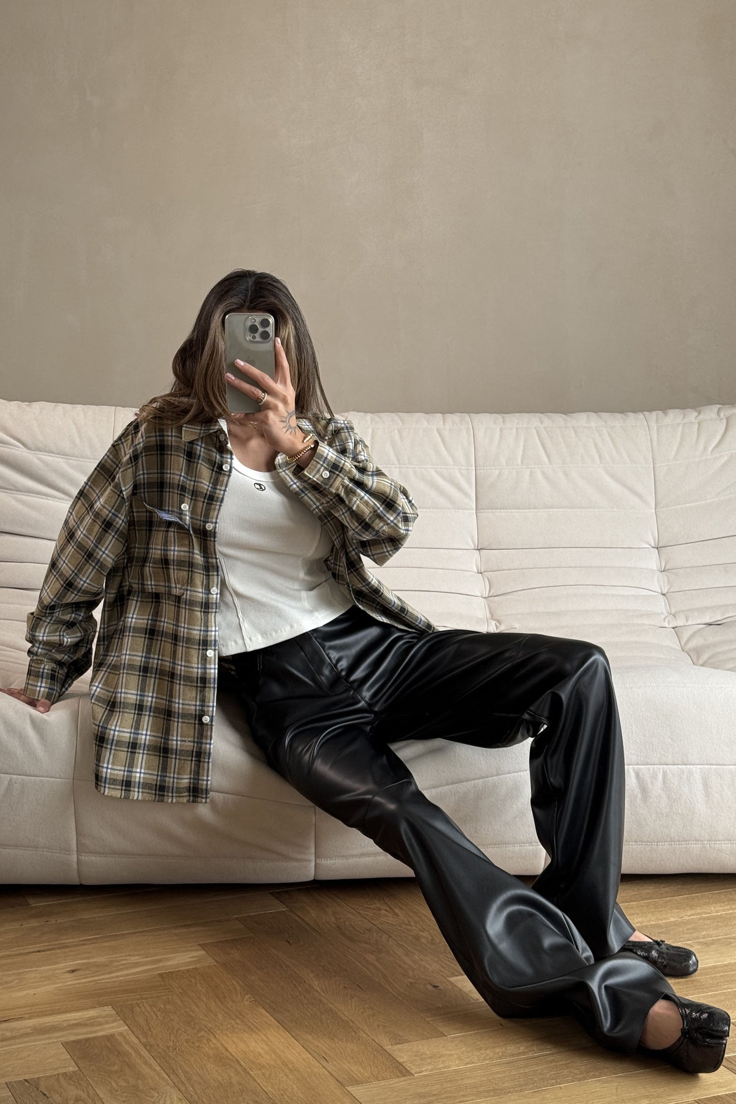 THE LACE Жiночa сорочка в клітинку з декоративною кишенею