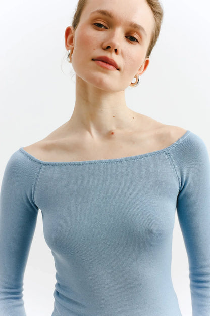 Wool Happen Лонгслів Daisy з рюшами блакитний