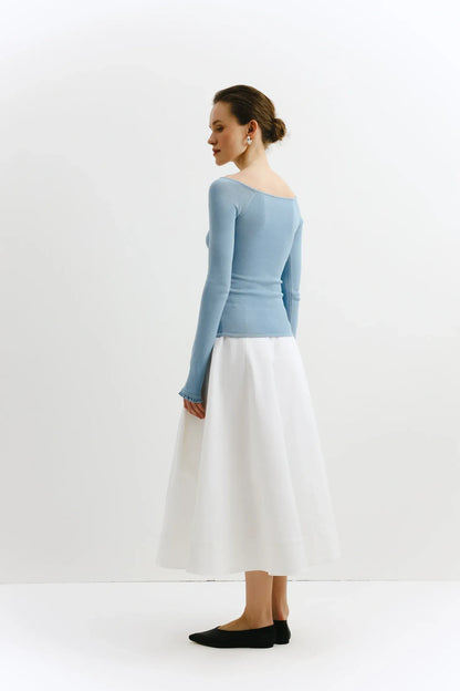 Wool Happen Лонгслів Daisy з рюшами блакитний
