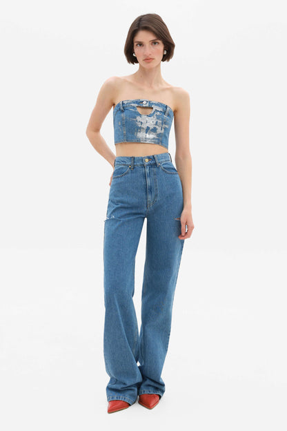 MATCH DENIM Light Blue Jeans with rips