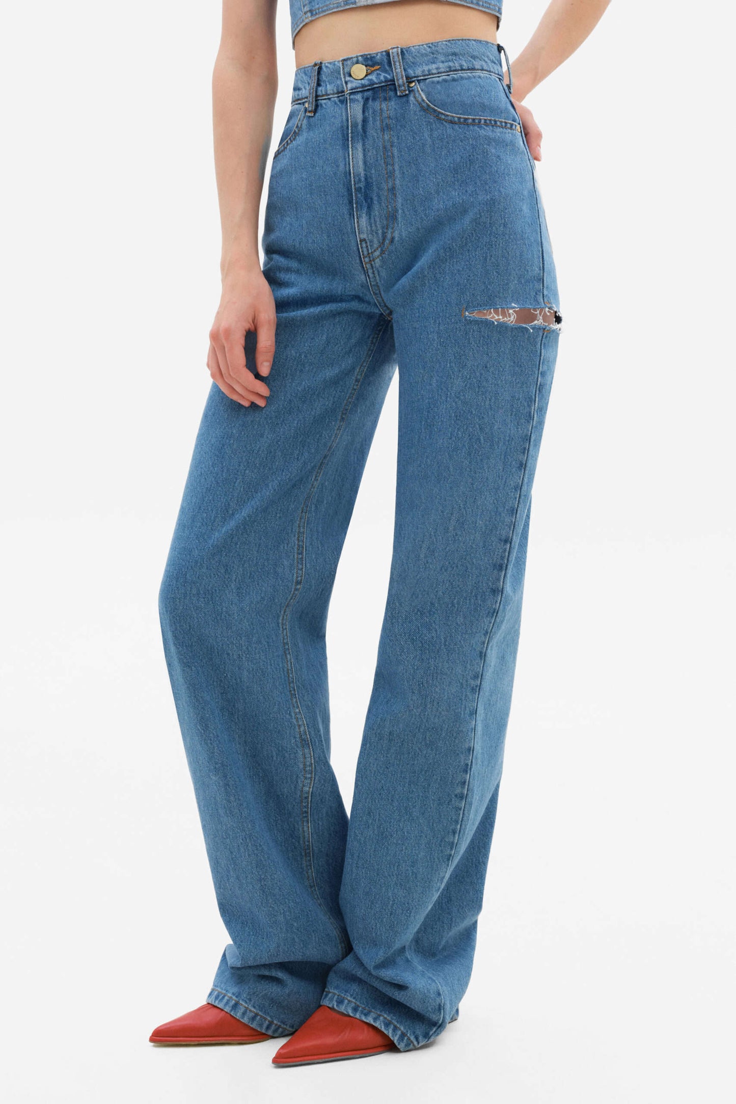 MATCH DENIM Light Blue Jeans with rips