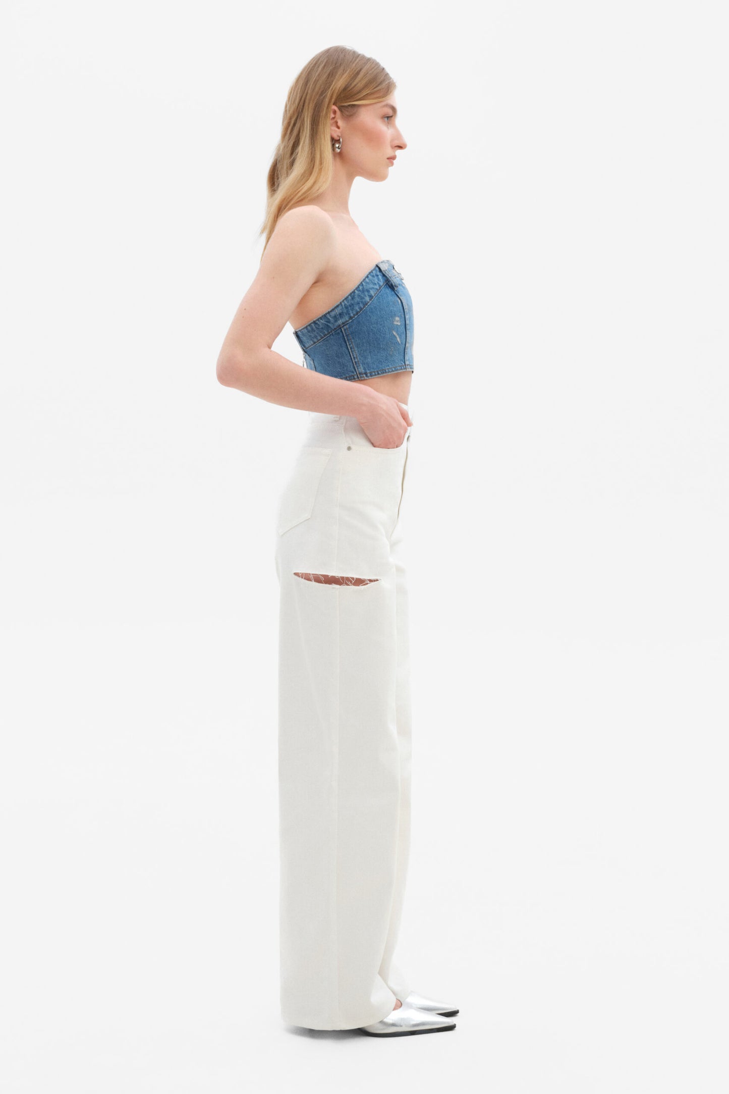 MATCH DENIM White Jeans with rips