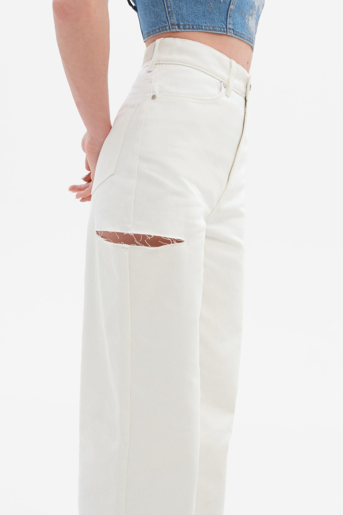 MATCH DENIM White Jeans with rips