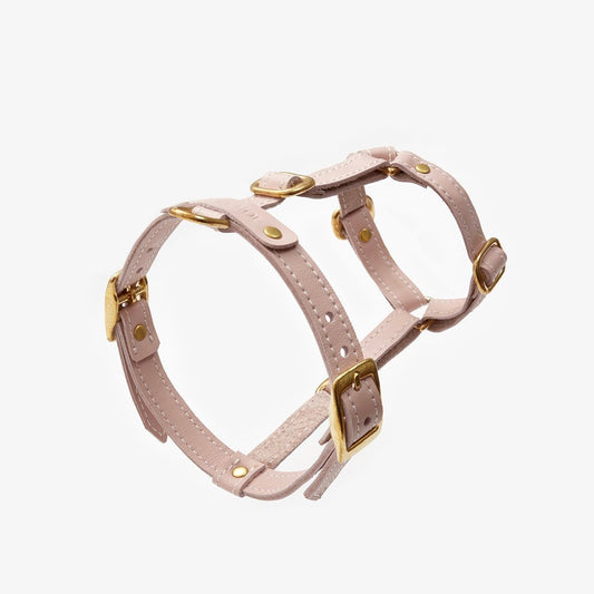 CHOU CHOU Шкіряна анатомічна шлея для собак "Classy" блідо-рожева