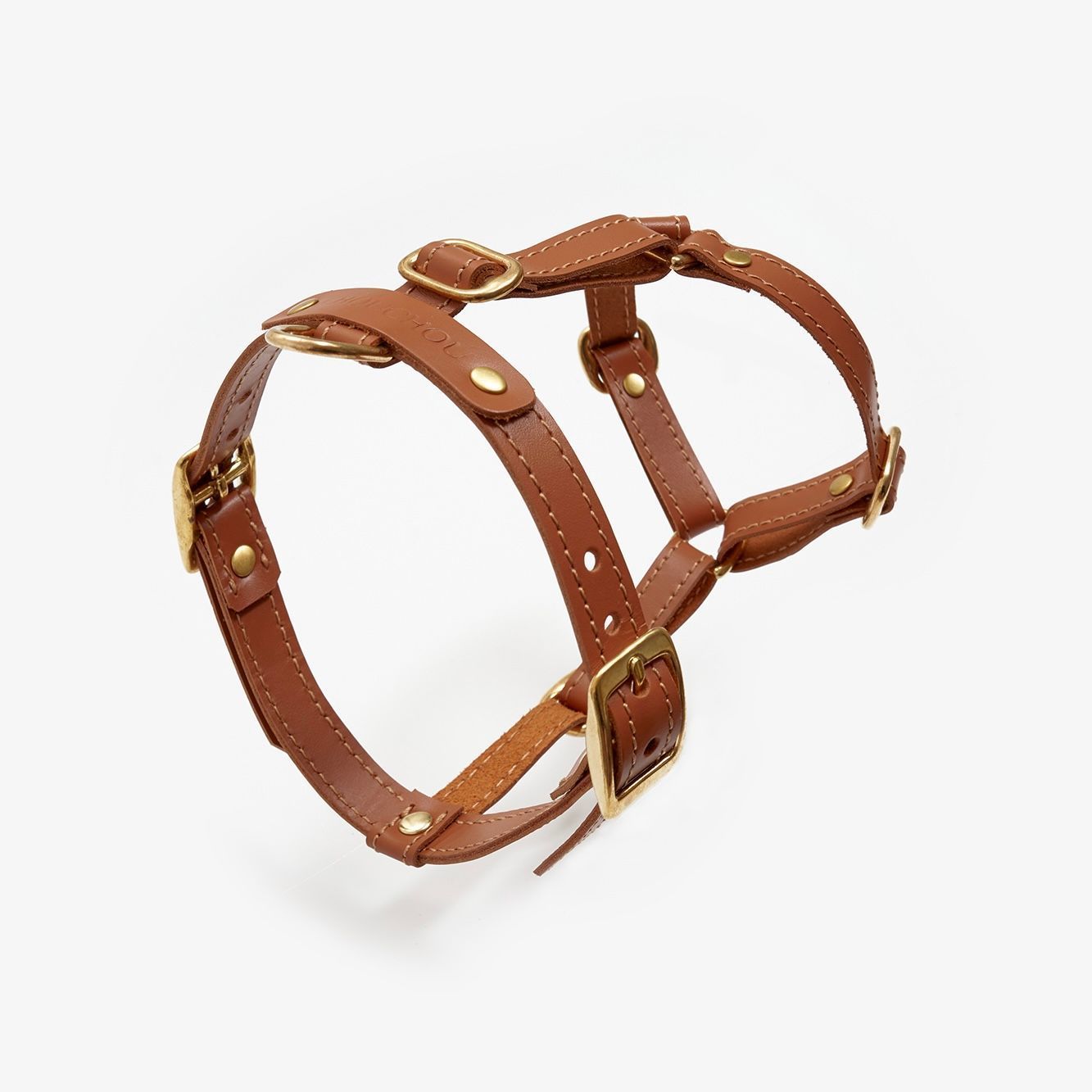 CHOU CHOU Шлея для собак шкіряна анатомічна руда "Classy"