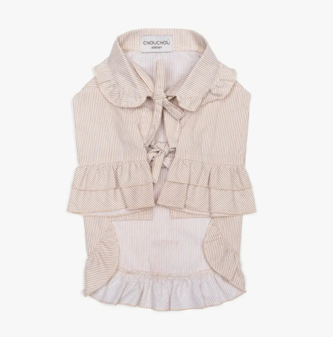 CHOU CHOU Сорочка піжамна для собак з воланами бежева XS (довжина спинки 29-33см)