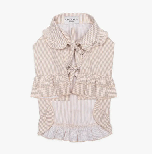 CHOU CHOU Сорочка піжамна для собак з воланами бежева XS (довжина спинки 29-33см)