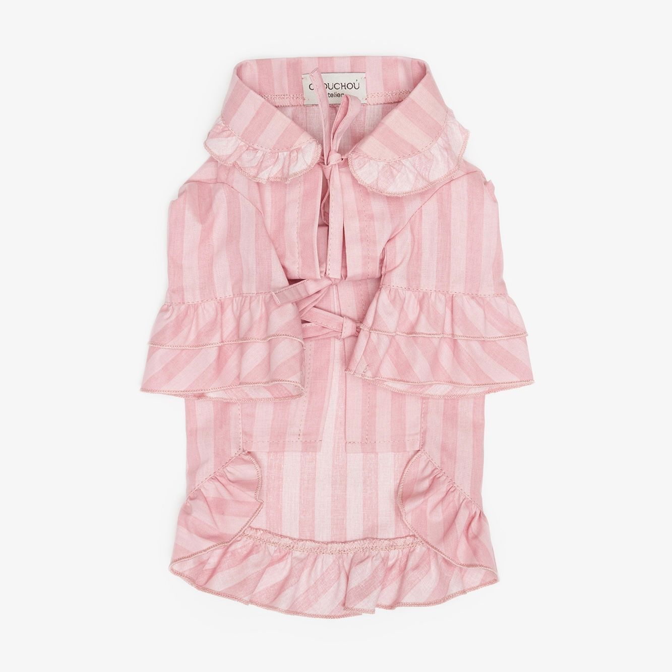 CHOU CHOU Сорочка піжамна для собак з воланами рожева