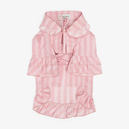 CHOU CHOU Сорочка піжамна для собак з воланами рожева