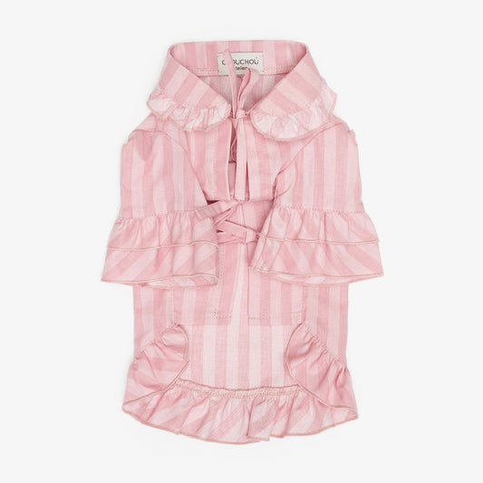 CHOU CHOU Сорочка піжамна для собак з воланами рожева