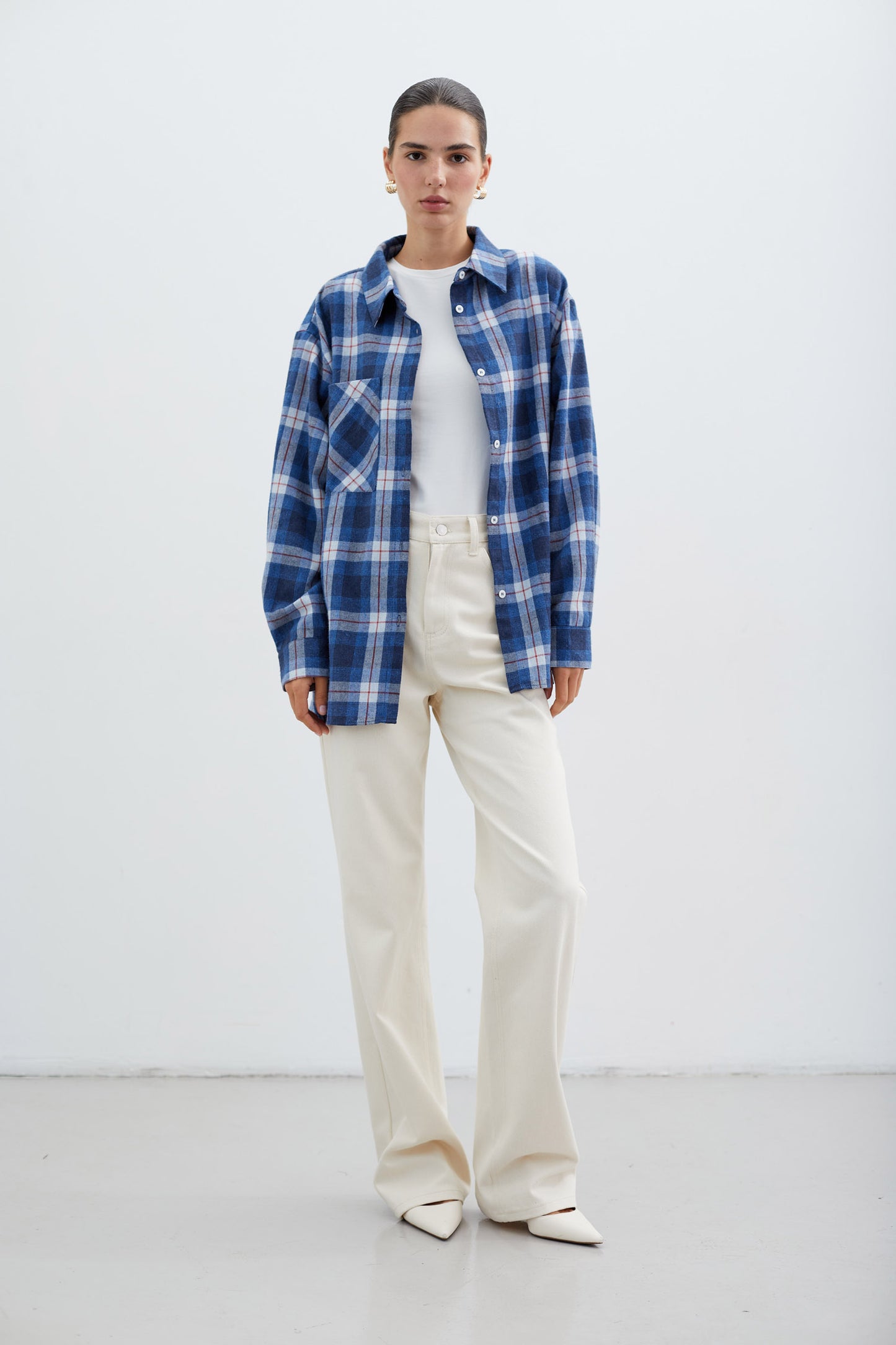 THE LACE Жiночi джинси прямого крою на високій посадці кремові