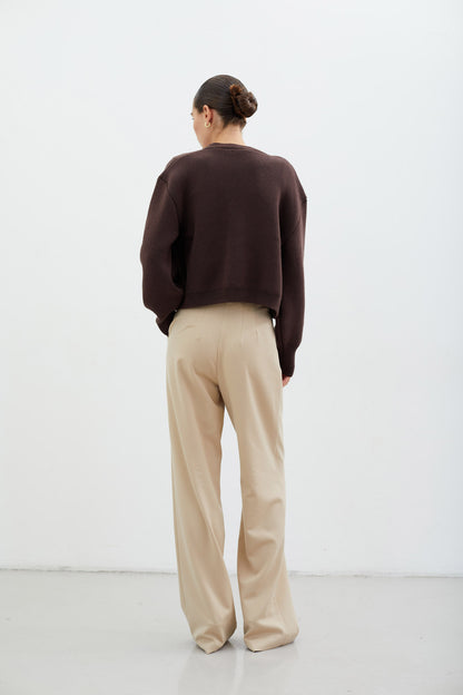 THE LACE Жiночий кардиган трикотажний з кишенями шоколадний