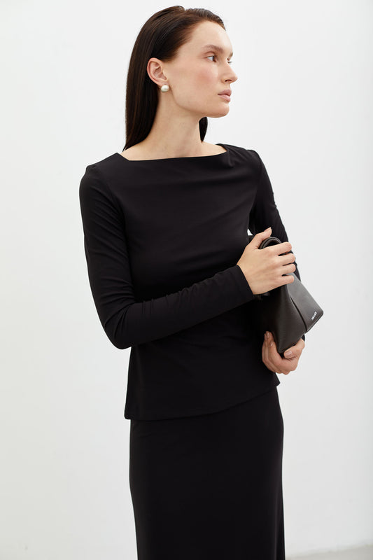 THE LACE Жiночий лонгслів приталений чорний