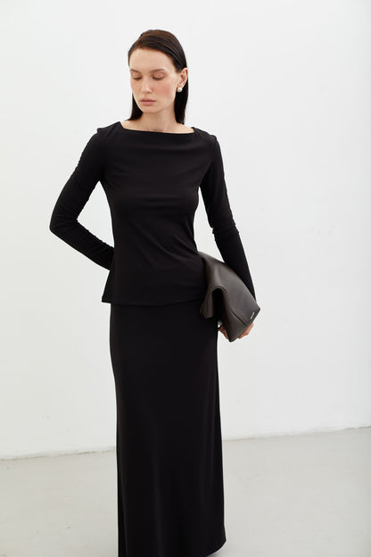 THE LACE Жiночий лонгслів приталений чорний