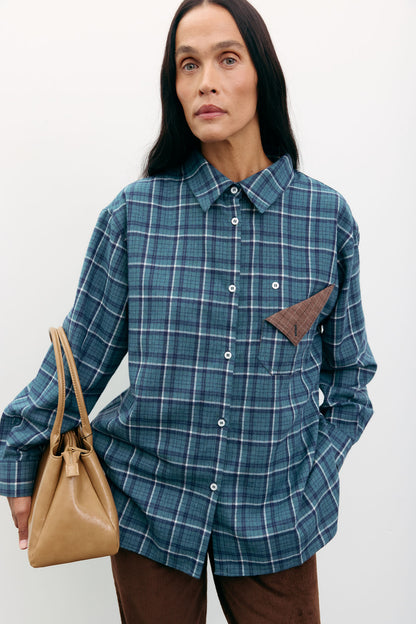 THE LACE Жiночa сорочка в клітинку з декоративною кишенею