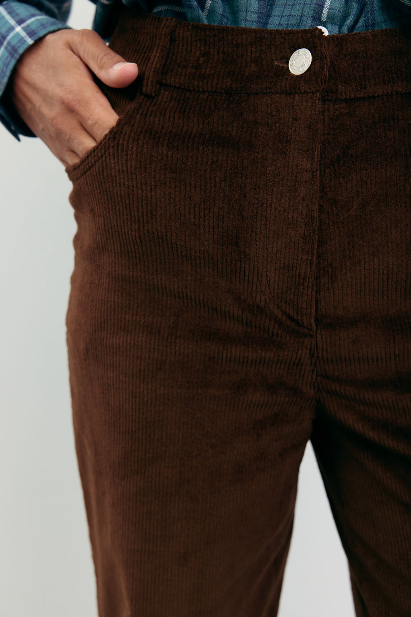 THE LACE Жiночi брюки прямі з вельвету шоколадні