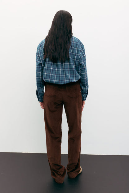 THE LACE Жiночi брюки прямі з вельвету шоколадні