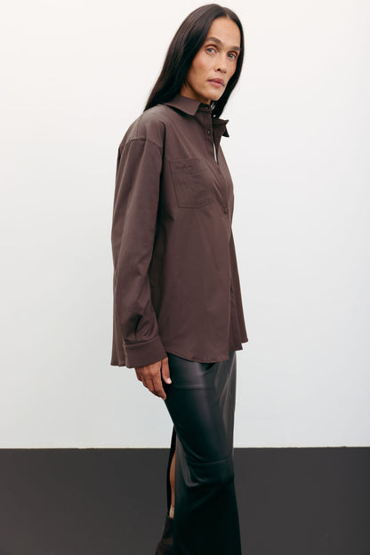 THE LACE Жiночa сорочка оверсайз з вишивкою на кишені