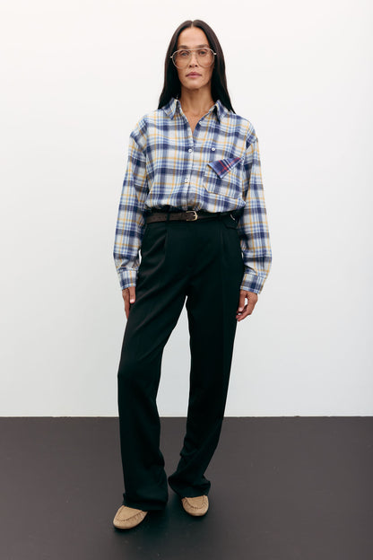 THE LACE Жiночi брюки палаццо з декоративним клапаном чорні modena