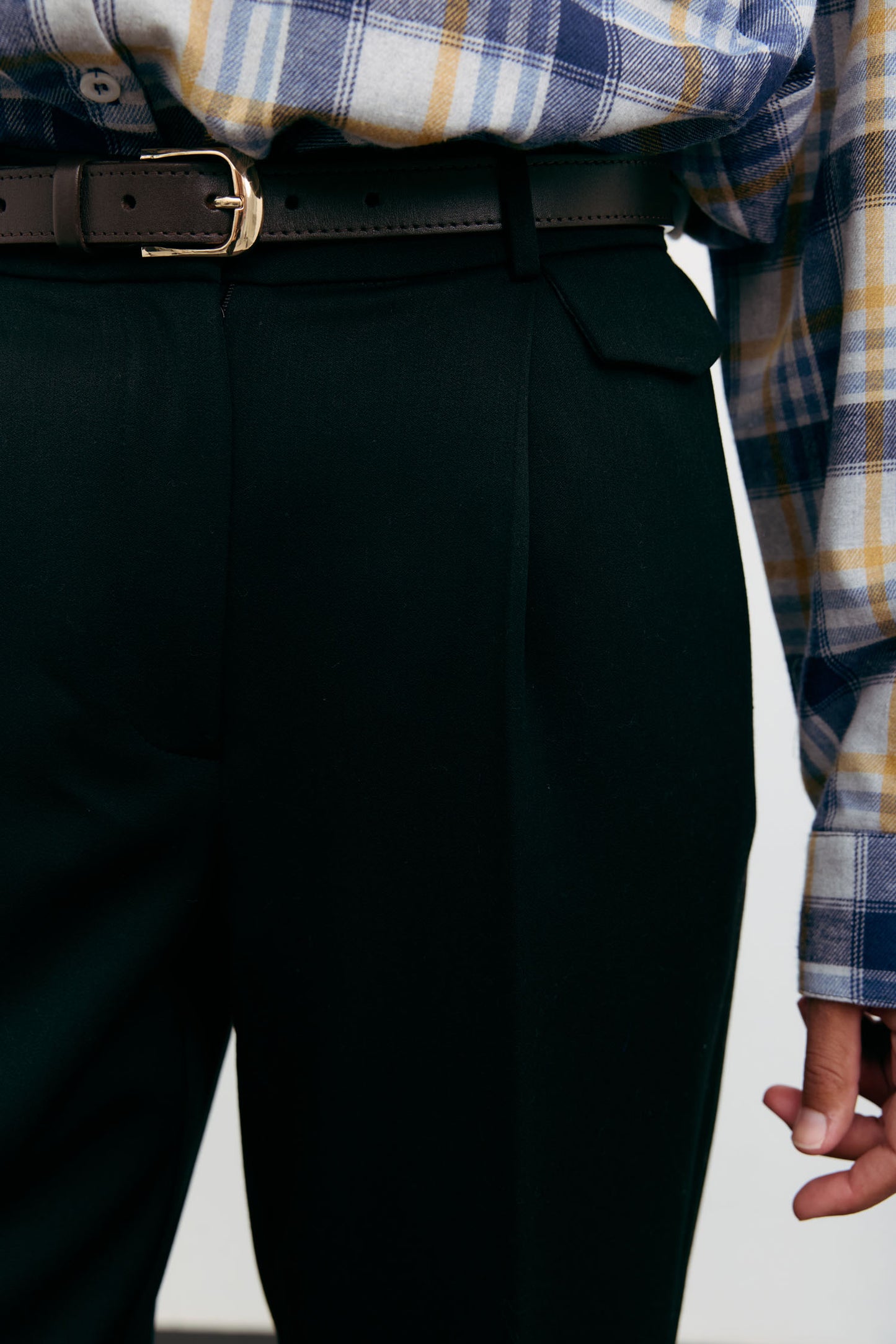 THE LACE Жiночi брюки палаццо з декоративним клапаном чорні modena