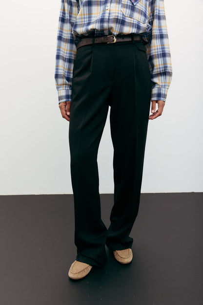 THE LACE Жiночi брюки палаццо з декоративним клапаном чорні modena