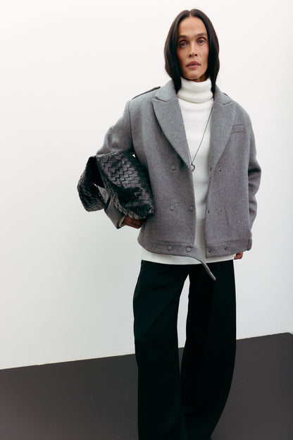 THE LACE Пальто-жакет вовняне сіре